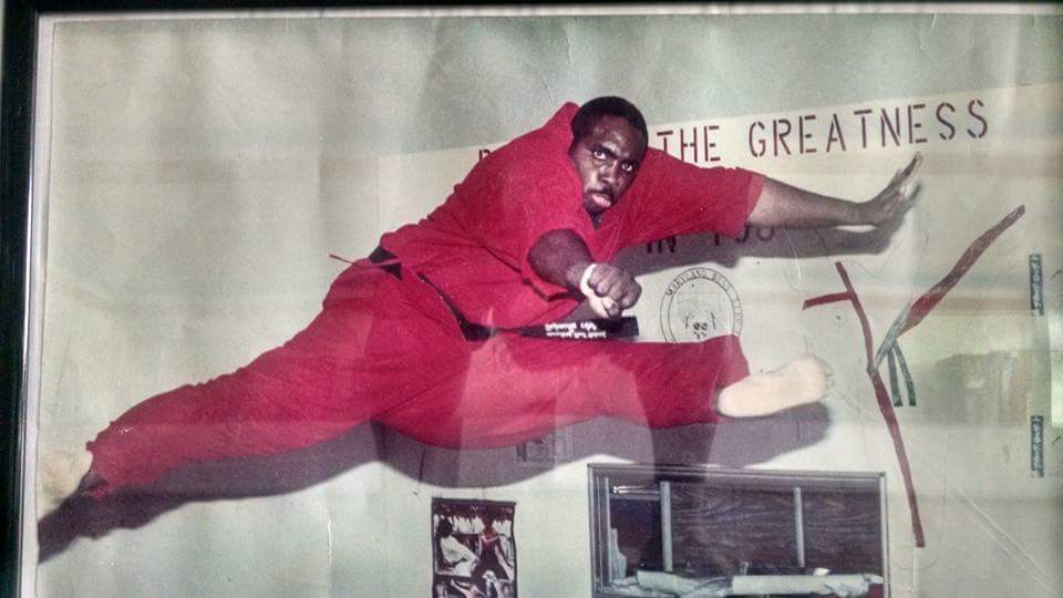 Grandmaster Gerald Awesome Dawson in a flying kick